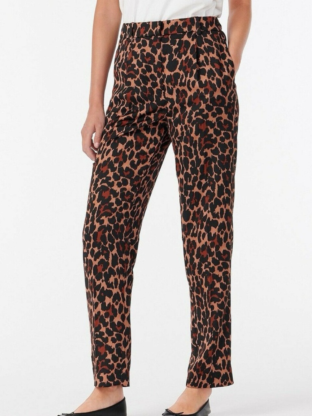 J. Crew high waisted leopard print satin trouser style pants size 2